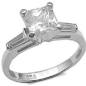 vintage absolute cz princess cut baguette solitaire engagement wedding ring HSN